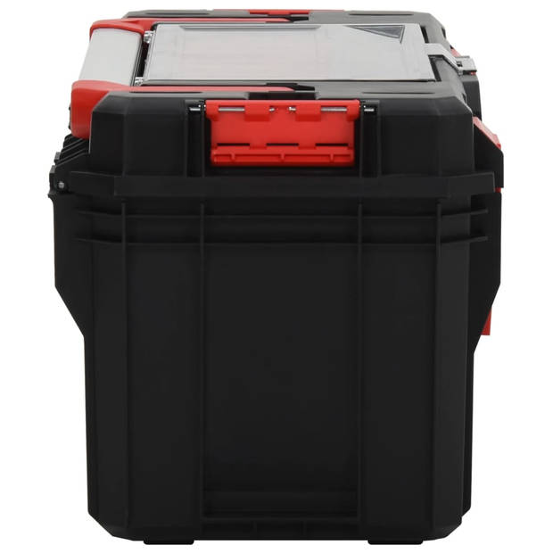 vidaXL Gereedschapskist 65x28x31,5 cm zwart en rood