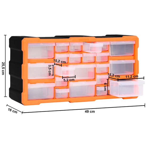 vidaXL Organiser met 22 lades 49x16x25,5 cm