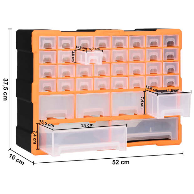 vidaXL Organiser met 40 lades 52x16x37,5 cm