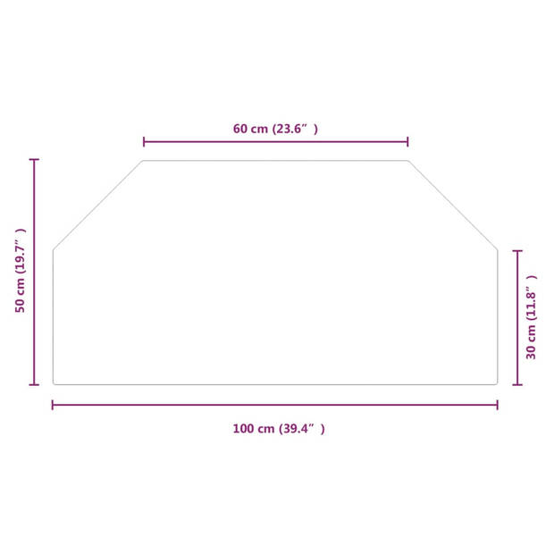 vidaXL Glasplaat openhaard zeshoekig 100x50 cm