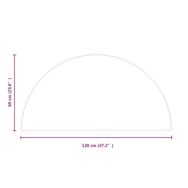 vidaXL Glasplaat voor open haard halfrond 1200x600 mm