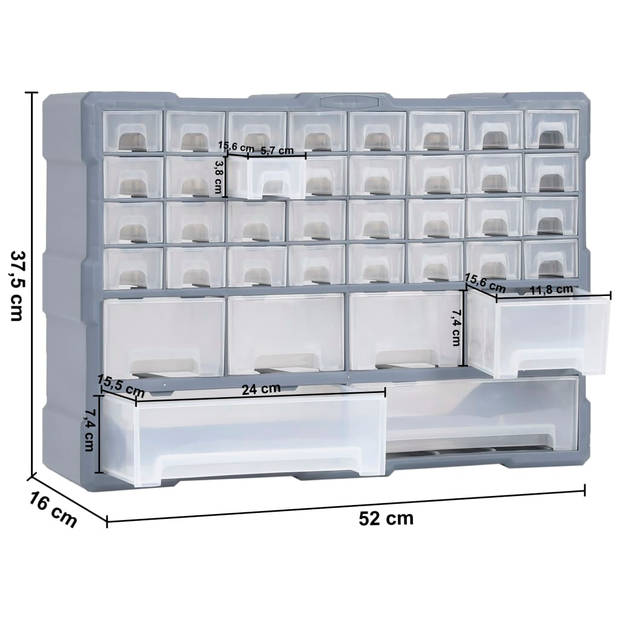 vidaXL Organiser met 40 lades 52x16x37,5 cm