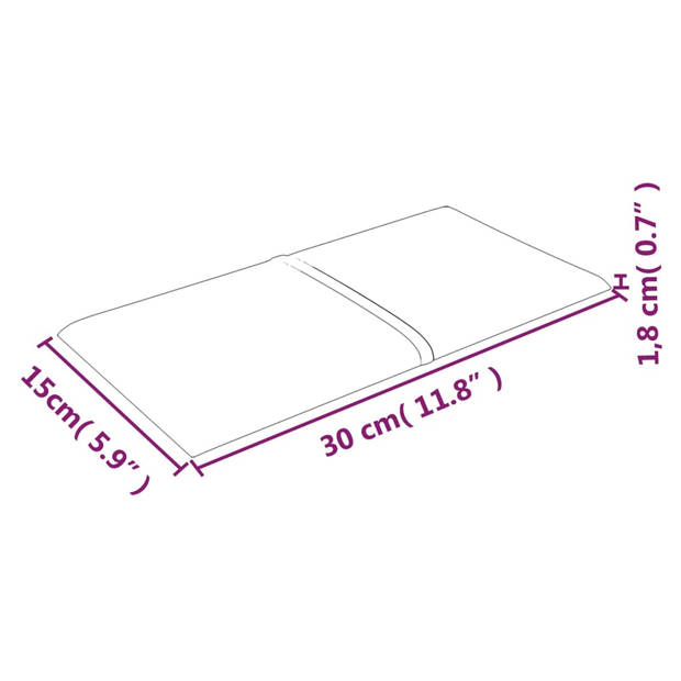 vidaXL Wandpanelen 12 st 0,54 m² 30x15 cm stof paars