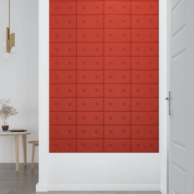 vidaXL Wandpanelen 12 st 0,54 m² 30x15 cm kunstleer rood