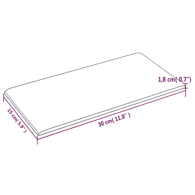 vidaXL Wandpanelen 12 st 0,54 m² 30x15 cm stof lichtgrijs