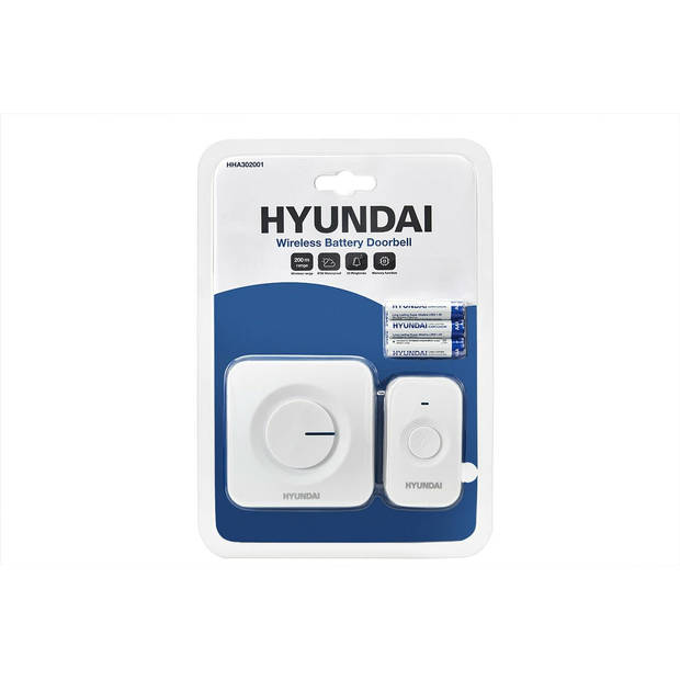 Hyundai Electronics - Moderne draadloze deurbel met 1 ontvanger - Op batterijen - Wit