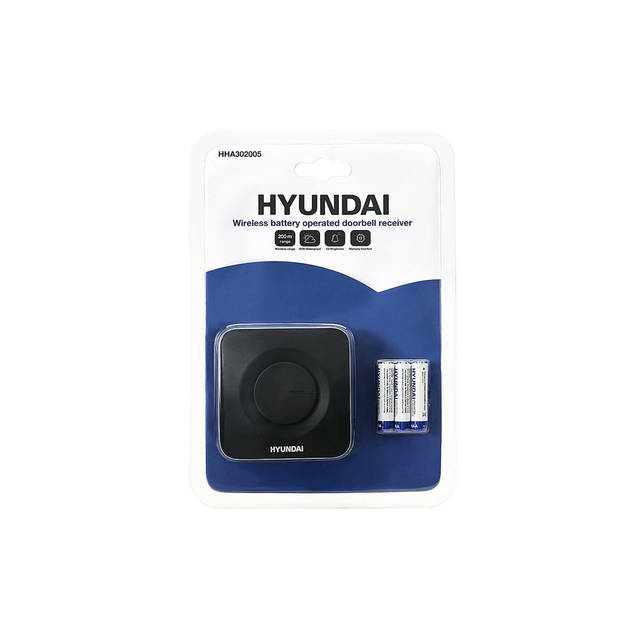 Hyundai Electronics - Moderne draadloze deurbel ontvanger - Op batterijen - Zwart