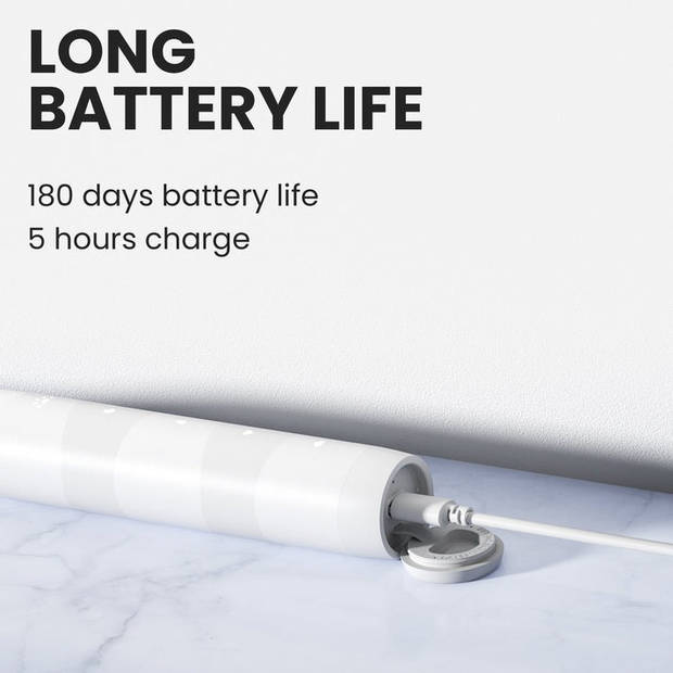 Oclean Flow - Elektrische Tandenborstel - 5 Verschillende Poetsstanden - Timer - Lange levensduur van batterij - Wit - C