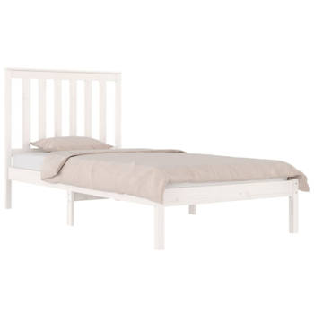 vidaXL Bedframe massief grenenhout wit 75x190 cm