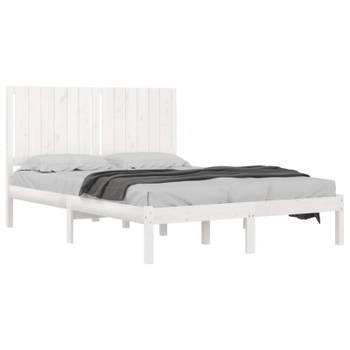 vidaXL Bedframe massief grenenhout wit 135x190 cm 4FT6 Double