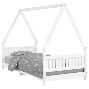 vidaXL Kinderbedframe 90x200 cm massief grenenhout wit