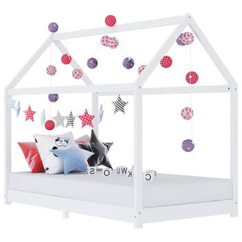 vidaXL Kinderbedframe massief grenenhout wit 90x200 cm