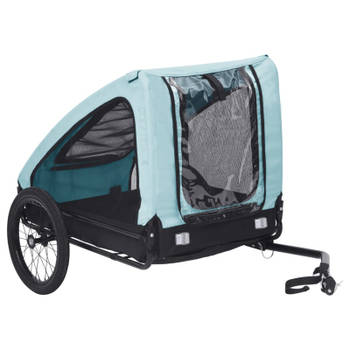 vidaXL Hondenfietstrailer blauw en zwart