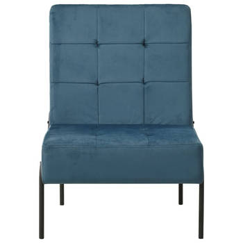 The Living Store Relaxstoel Velvet - Blauw/Zwart - 65x79x87cm - Ergonomisch Design