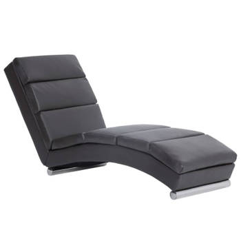 vidaXL Chaise longue kunstleer grijs