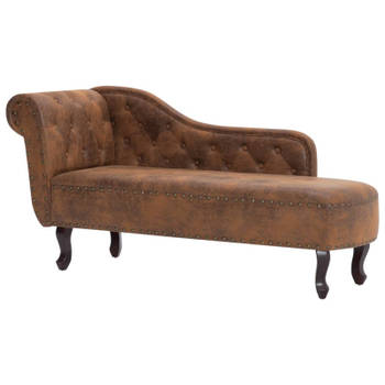 vidaXL Chaise longue kunstsuède bruin