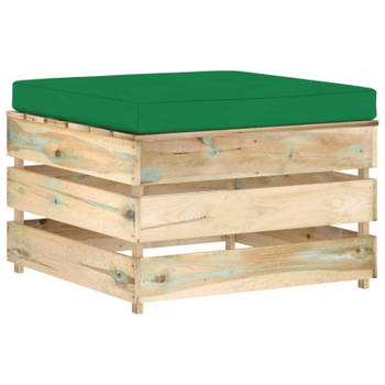 vidaXL Hocker sectioneel met kussen groen geïmpregneerd hout