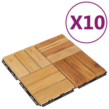 vidaXL Terrastegels 10 st 30x30 cm massief teakhout