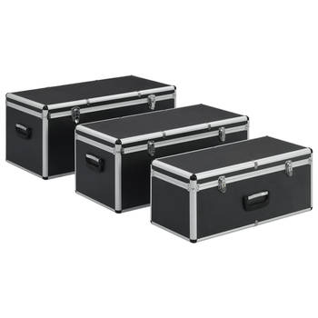 The Living Store Transportkoffers - Hout - ABS en aluminium - Set van 3 - Afmetingen 76 x 40 x 36 cm - 71 x 35 x 32