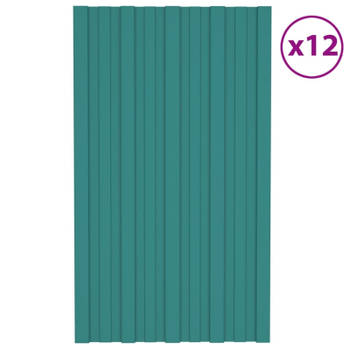 vidaXL Dakpanelen 12 st 80x45 cm gegalvaniseerd staal groen