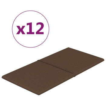 vidaXL Wandpanelen 12 st 2,16 m² 60x30 cm stof bruin