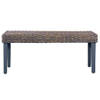 The Living Store Halbank Kubu Rattan - Grijs - 110 x 35 x 45 cm - Massief Mangohout