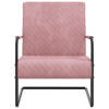 The Living Store Sledestoel Velvet - Roze/Zwart - 64x77x82 cm - Comfortabel en Stabiel