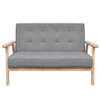 The Living Store Retro Sofa - Lichtgrijs - 113.5 x 67 x 73.5 cm - Houten frame