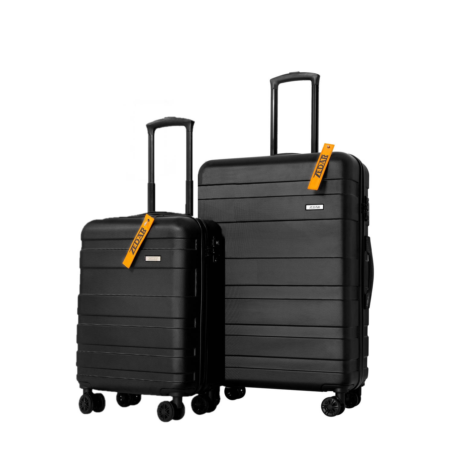 Zedar Kofferset - Trolleyset TSA 2-delig - Handbagage en groot - Zwart