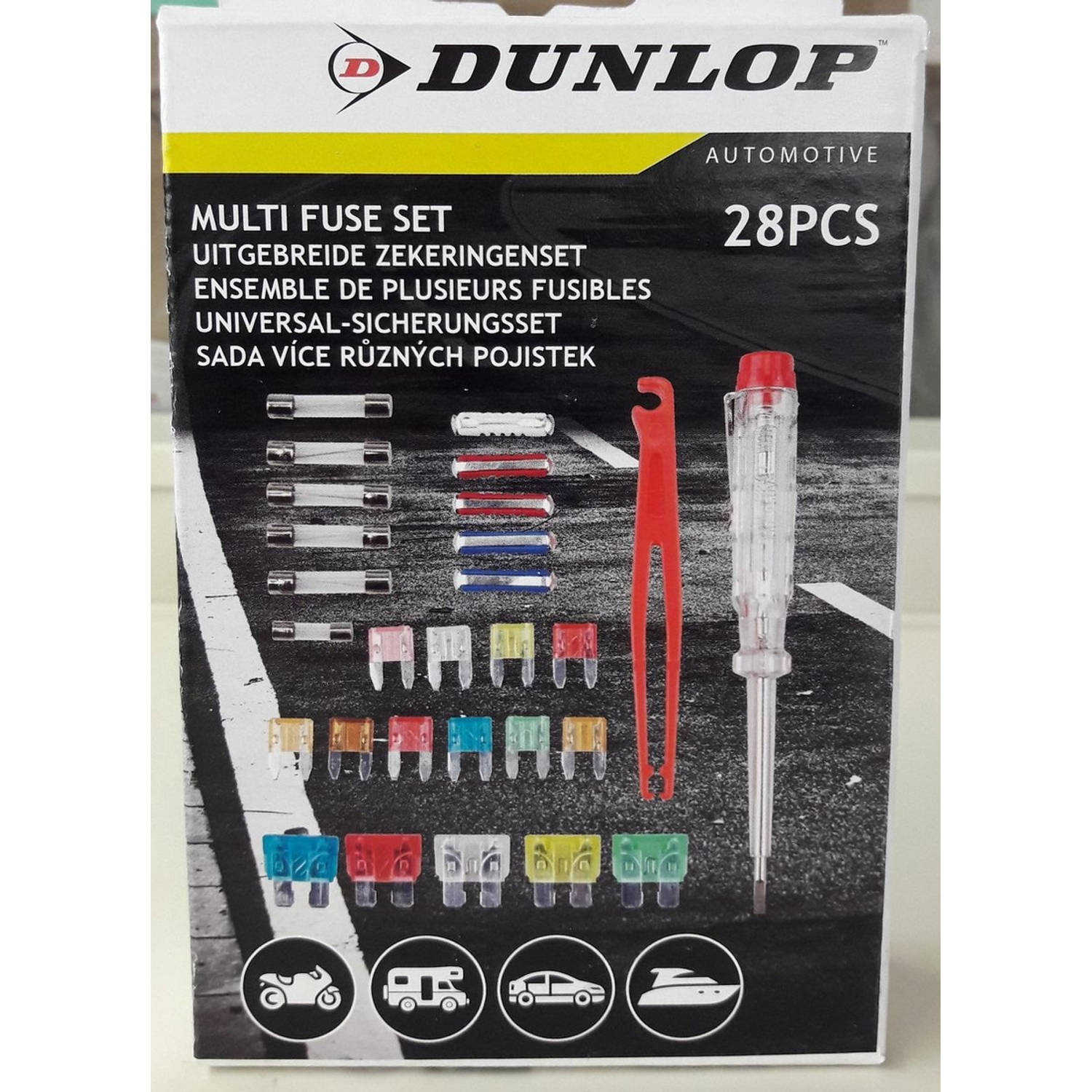 Zekeringenset - Dunlop - 28 stuks - Steekzekering - auto zekering set