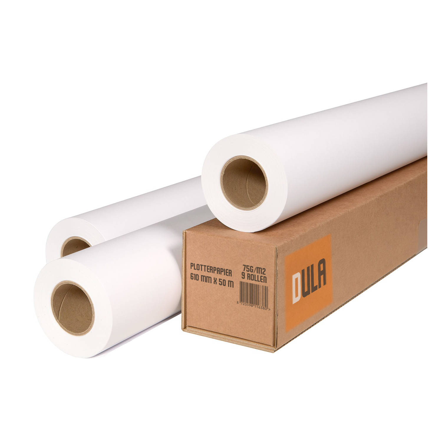 DULA Plotterpapier inkjetpapier 610mm x 50m 75 gram 9 rollen A1 oversize papier 24 inch