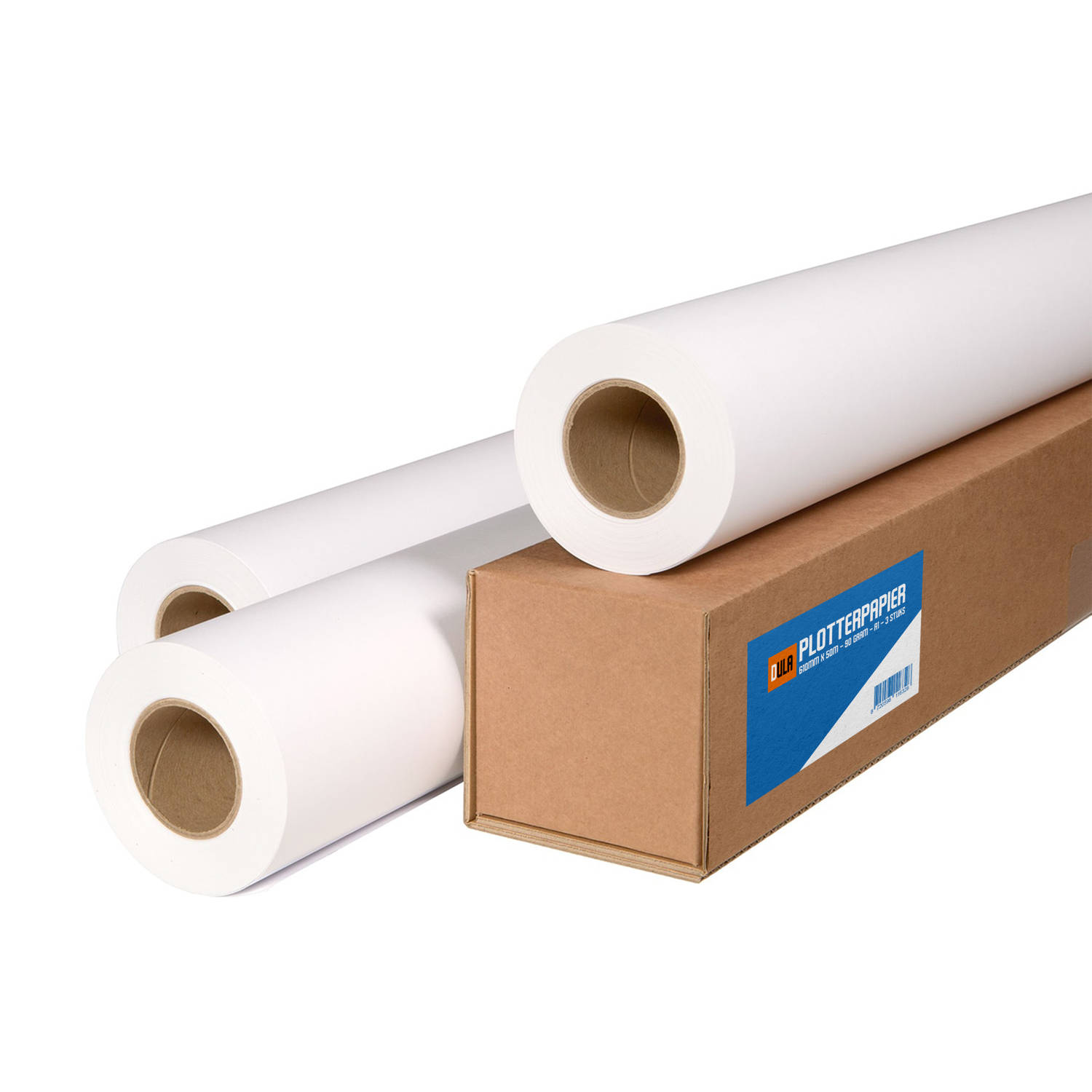 DULA Plotterpapier inkjetpapier 610mm x 50m 90 gram 3 rollen A1 oversize papier 24 inch