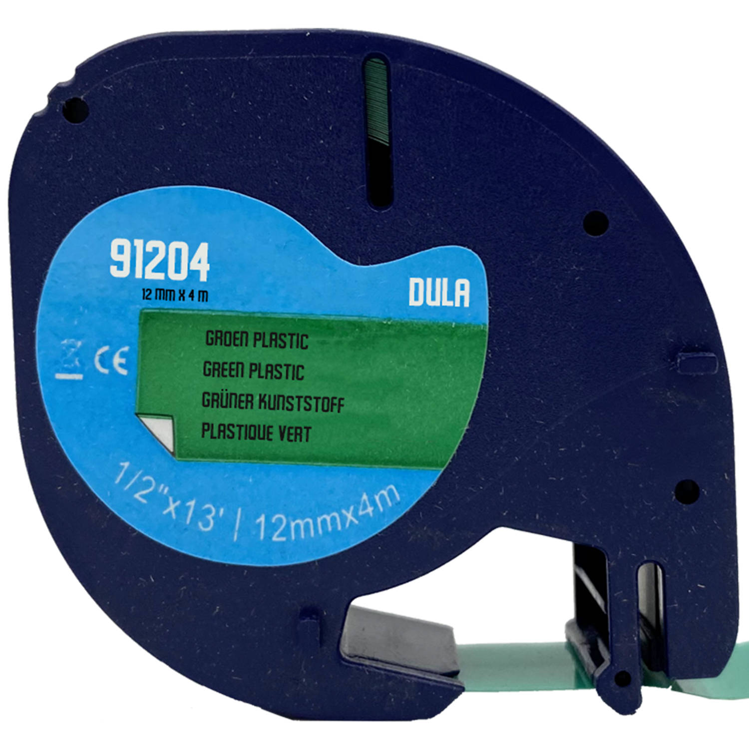 DULA - Dymo LetraTag 91204 labels - Zwart op Groen - 12mm x 4m