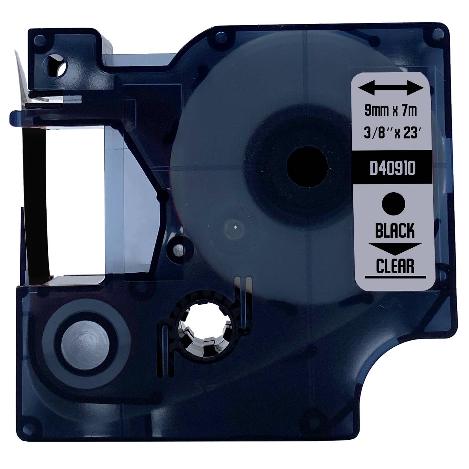 DULA Dymo D1 40910 - S0720670 - Compatible label tape - 1 lettertape - Zwart op transparant - 9mm x 7m