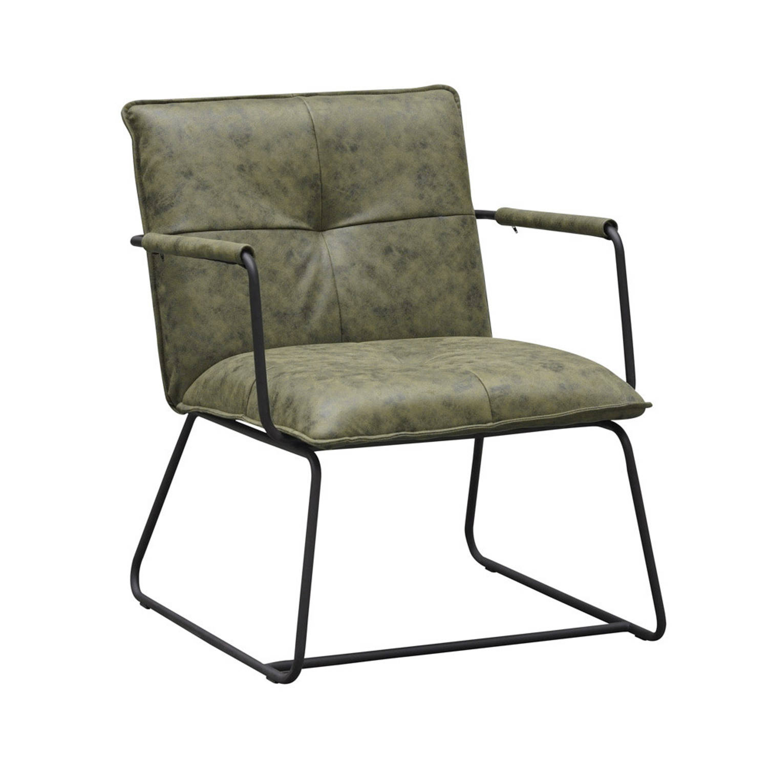 Industriële fauteuil Hailey groen ecoleder