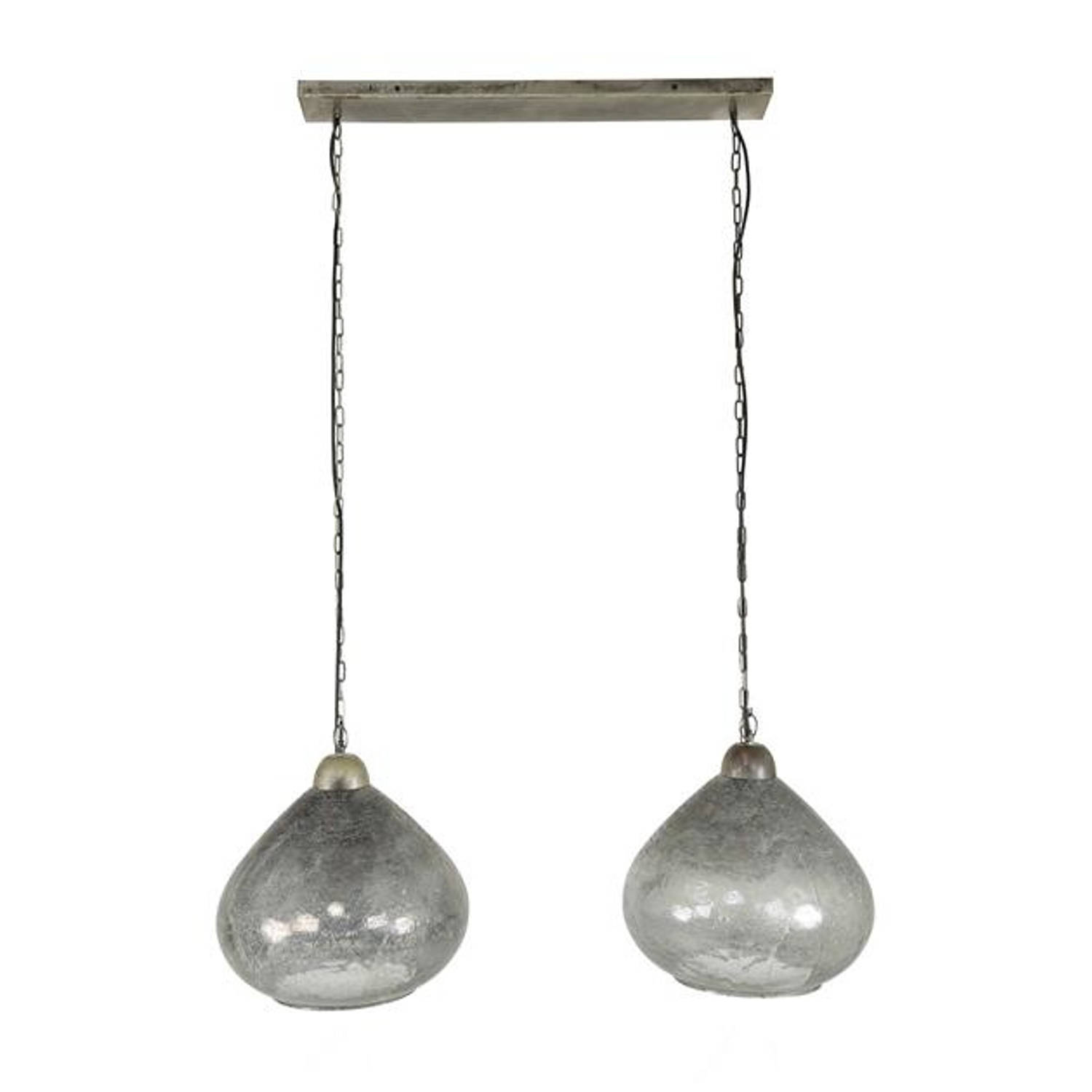 Hanglamp industrieel Bellamy 2-lichts oud zilver