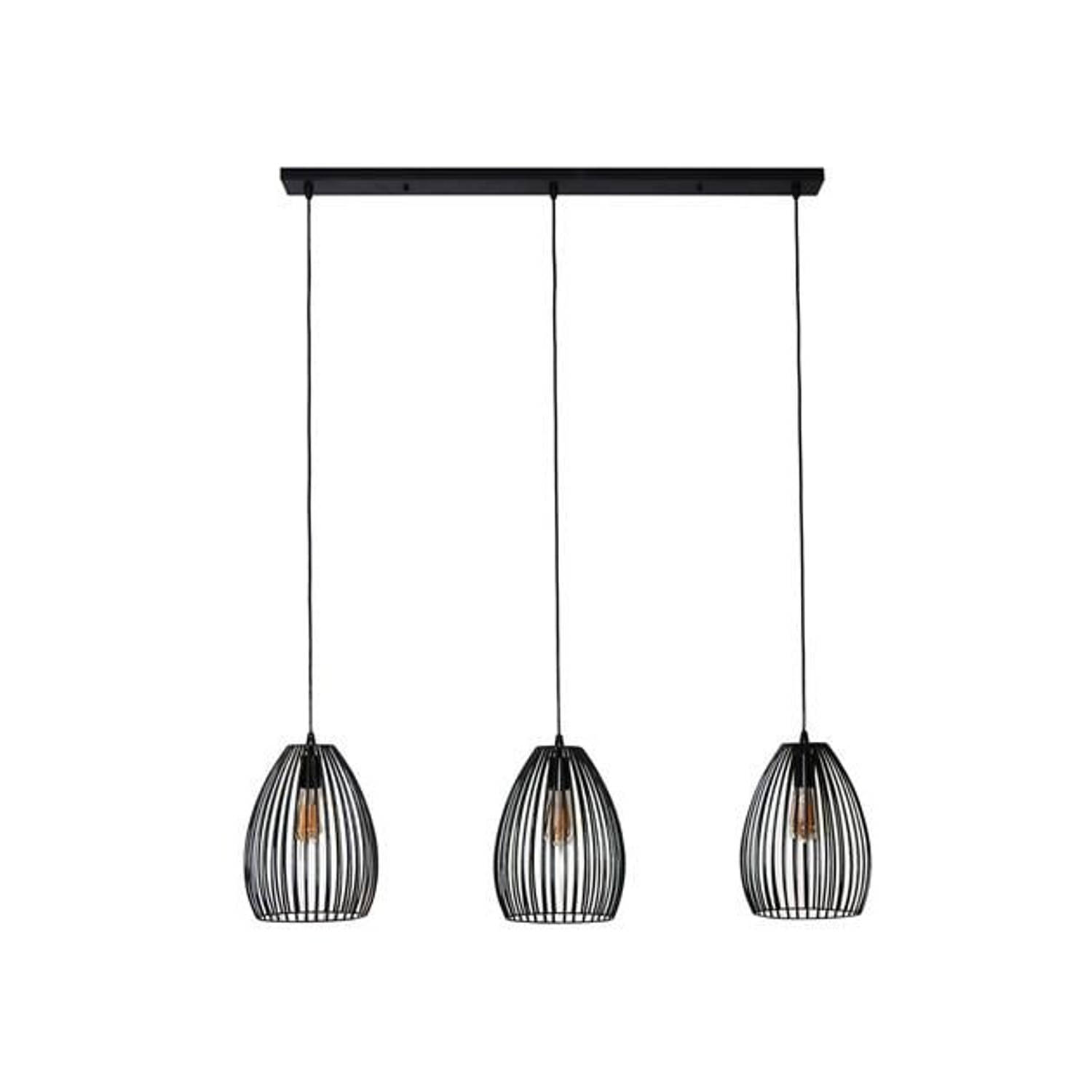 Hanglamp Fabian metaal zwart stripe 3-lichts