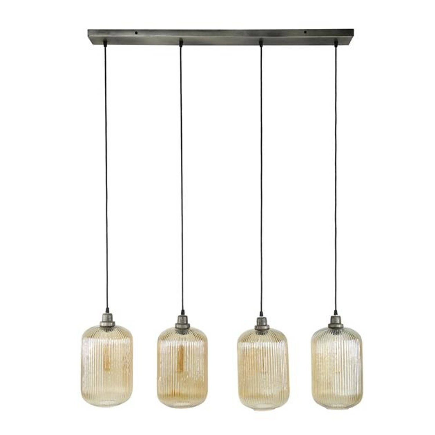 Ovale hanglamp Ella glas amber 4-lichts