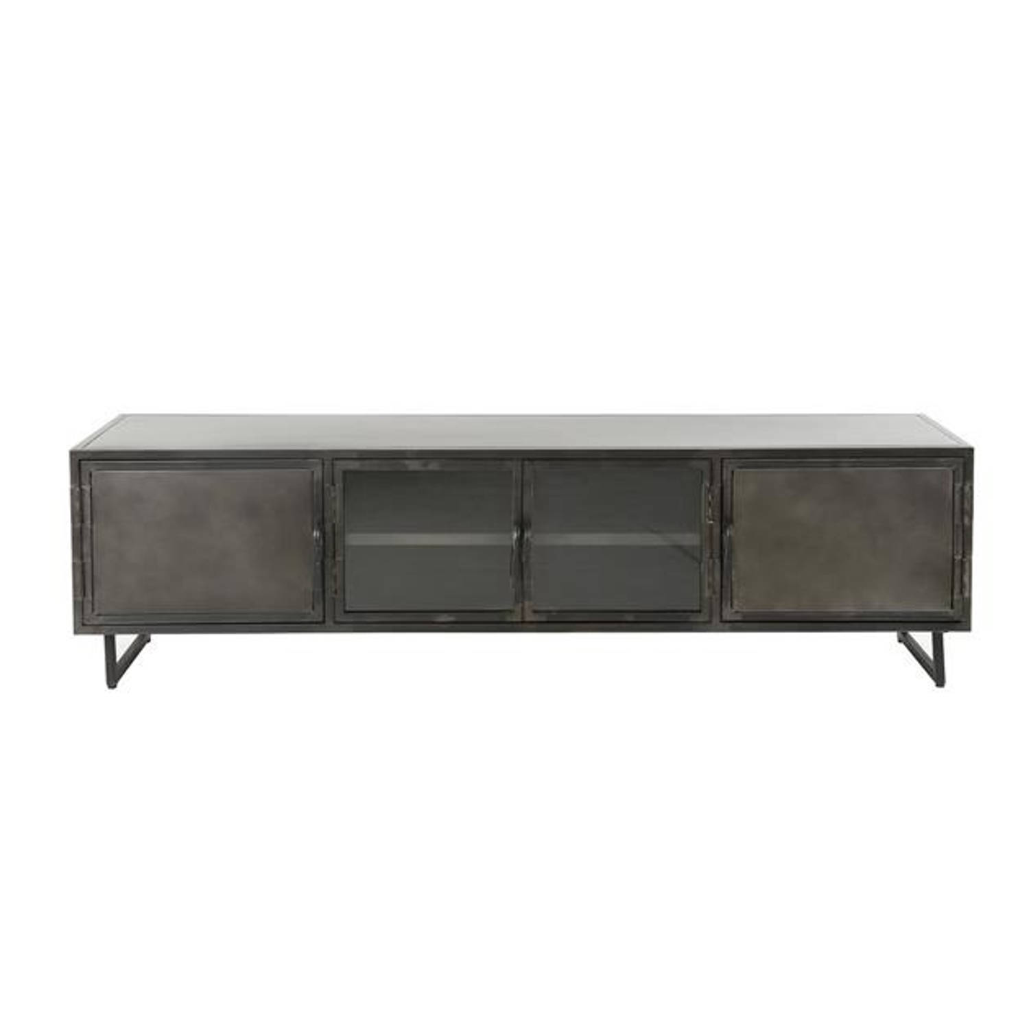 Industrieel TV-meubel Finye zwart metaal 180x40x50 cm