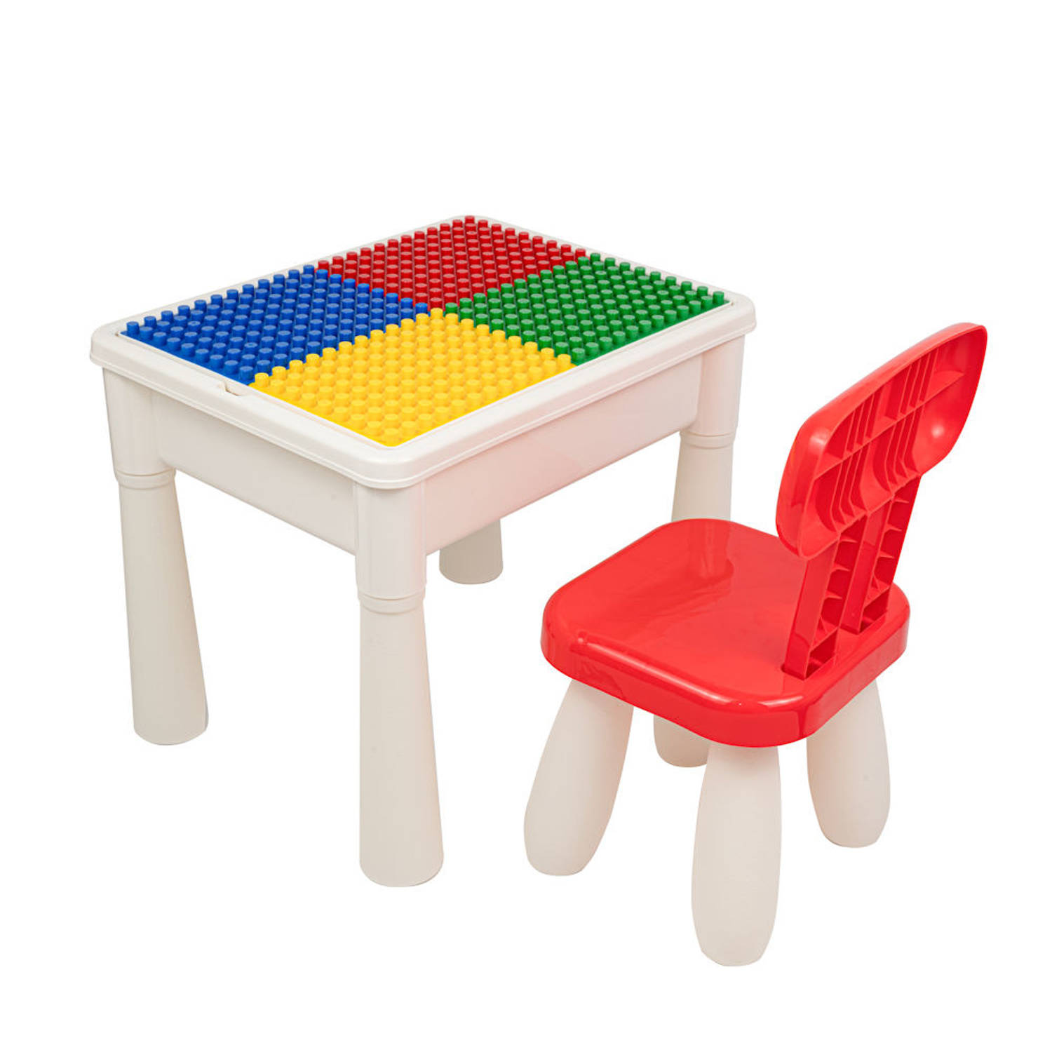 Decopatent® Kindertafel met 1 Stoeltje Speeltafel met bouwplaat en