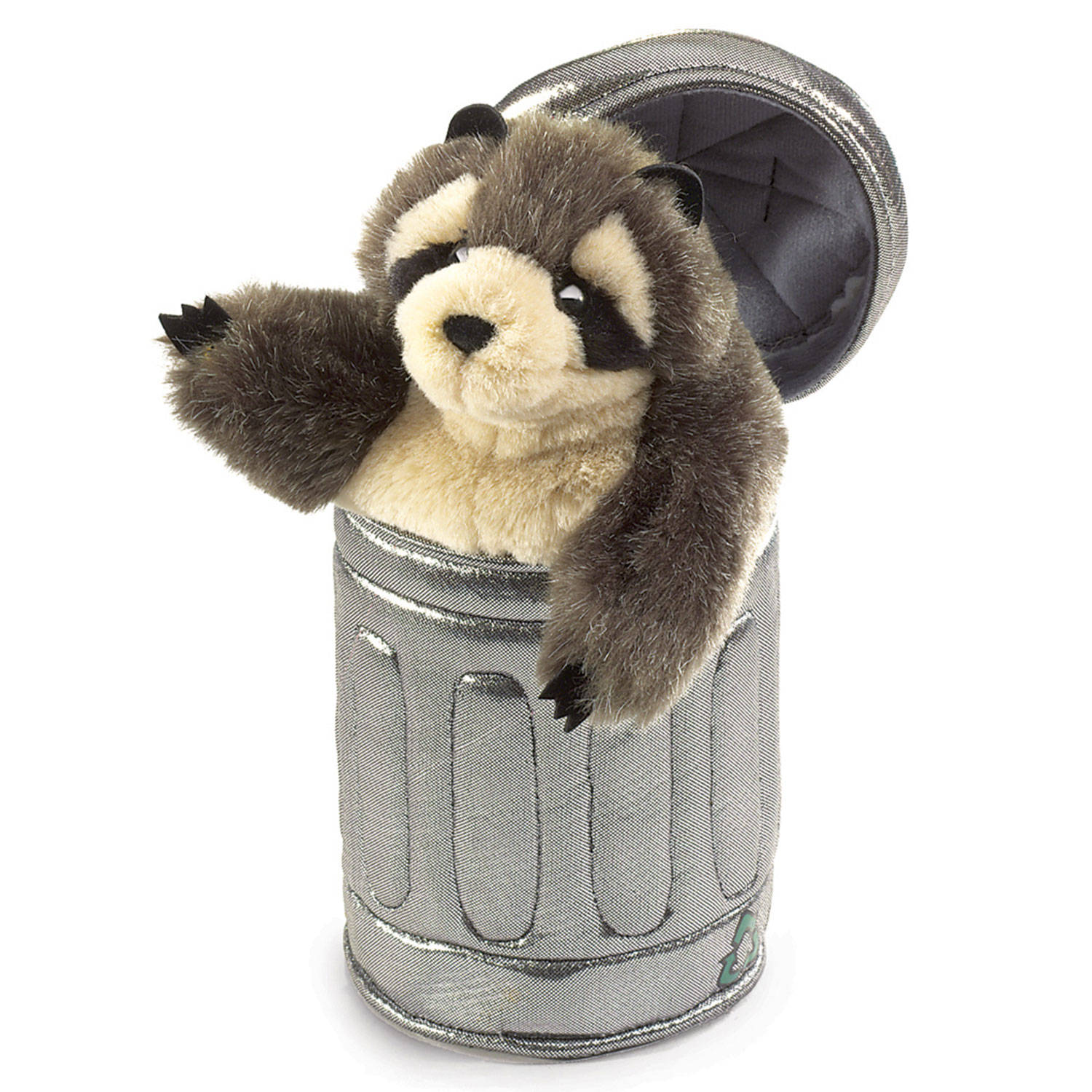 Folkmanis Raccoon in Garbage Can
