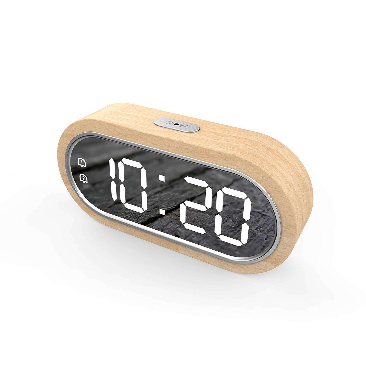 Attalos Digitale Wekker - Twee alarmen - Hout - Dimbaar - USB & AAA batterij - Voor volwassenen & kinderen - tafelklok - reiswekker & kinderwekker - alarmklok