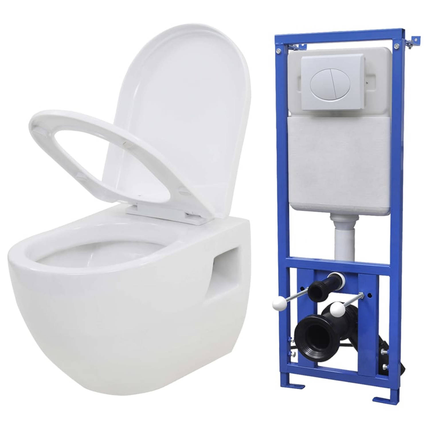 vidaXL Hangend toilet met verborgen stortbak keramisch wit