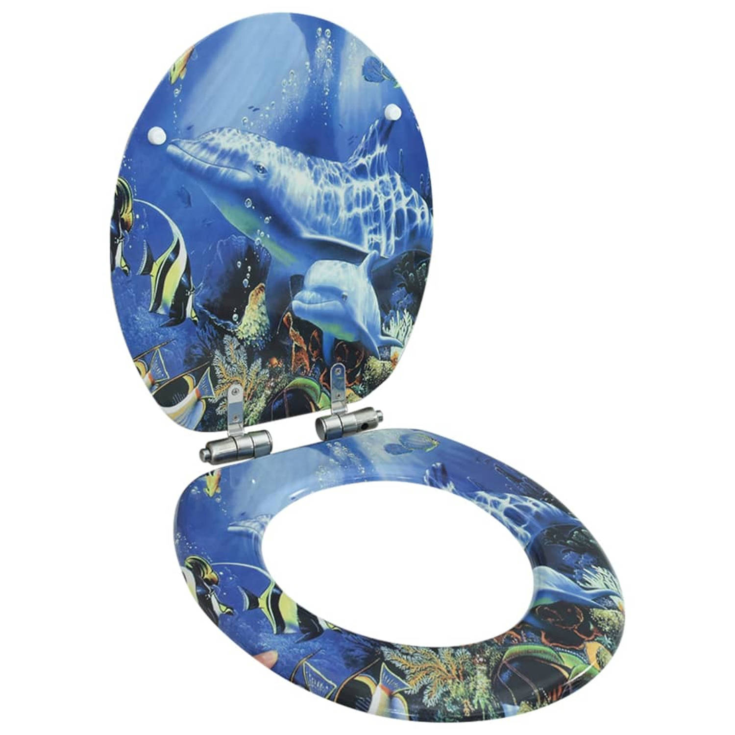 vidaXL Toiletbril met soft-close deksel MDF dolfijnen print