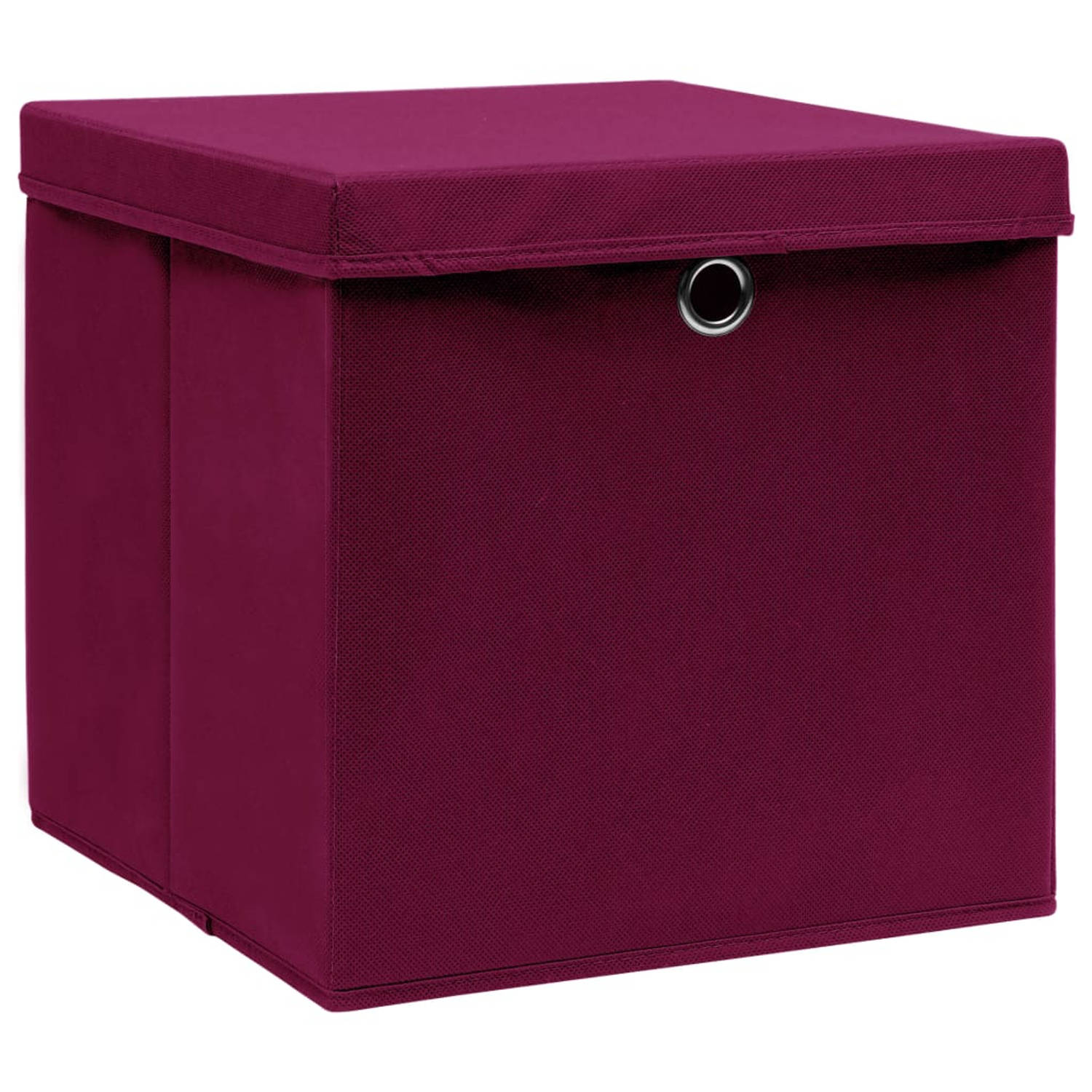 vidaXL Opbergboxen met deksels 10 st 28x28x28 cm donkerrood