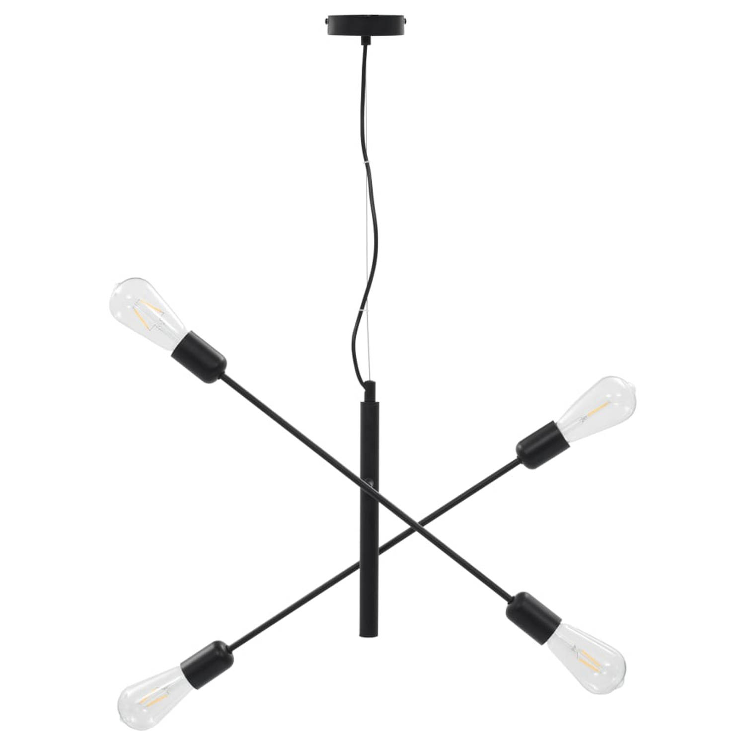 The Living Store Plafondlamp - 60x28x100 cm - Draaibare armen - Hedendaags ontwerp - E27 fitting - Zwart - Metaal - 4