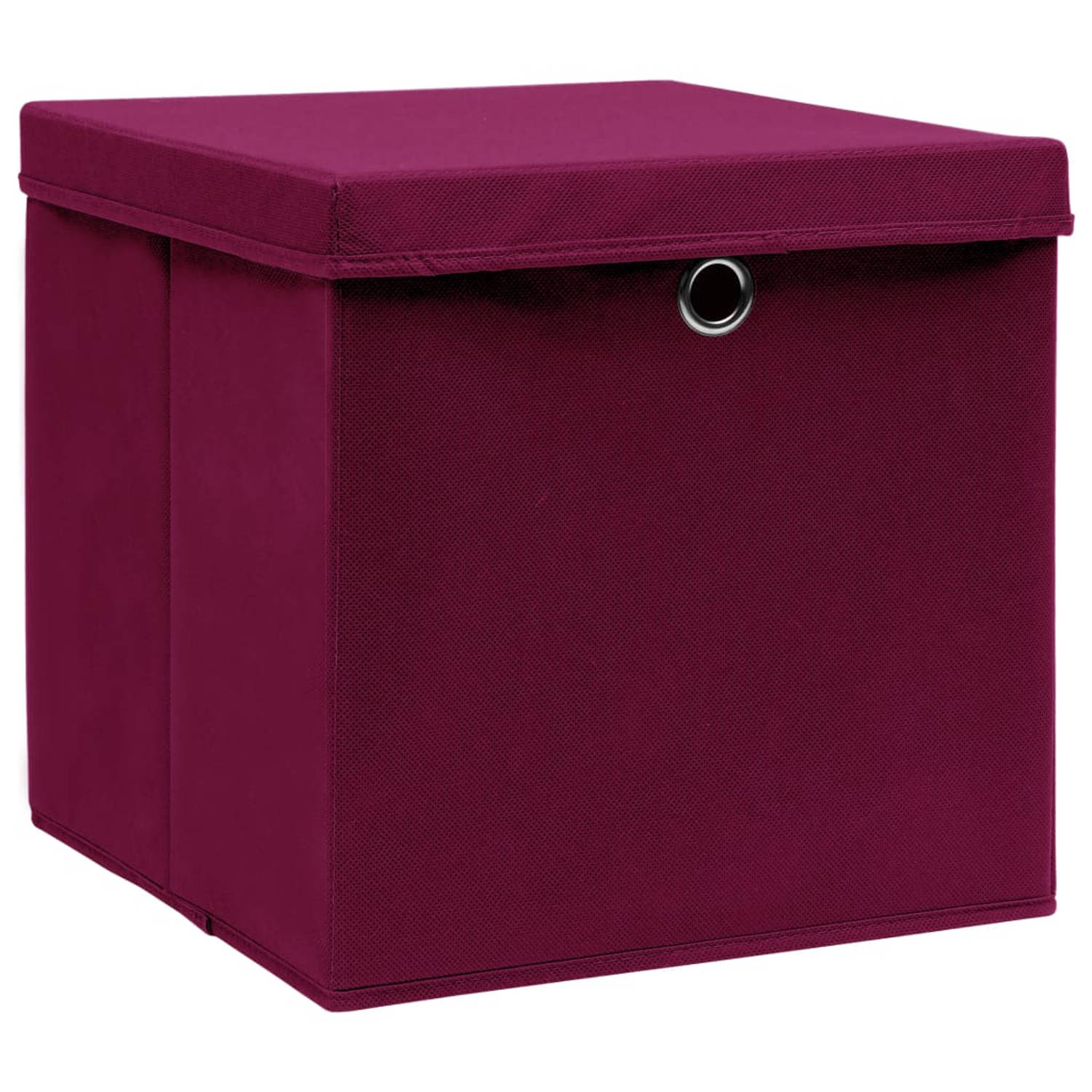 vidaXL Opbergboxen met deksels 4 st 28x28x28 cm donkerrood