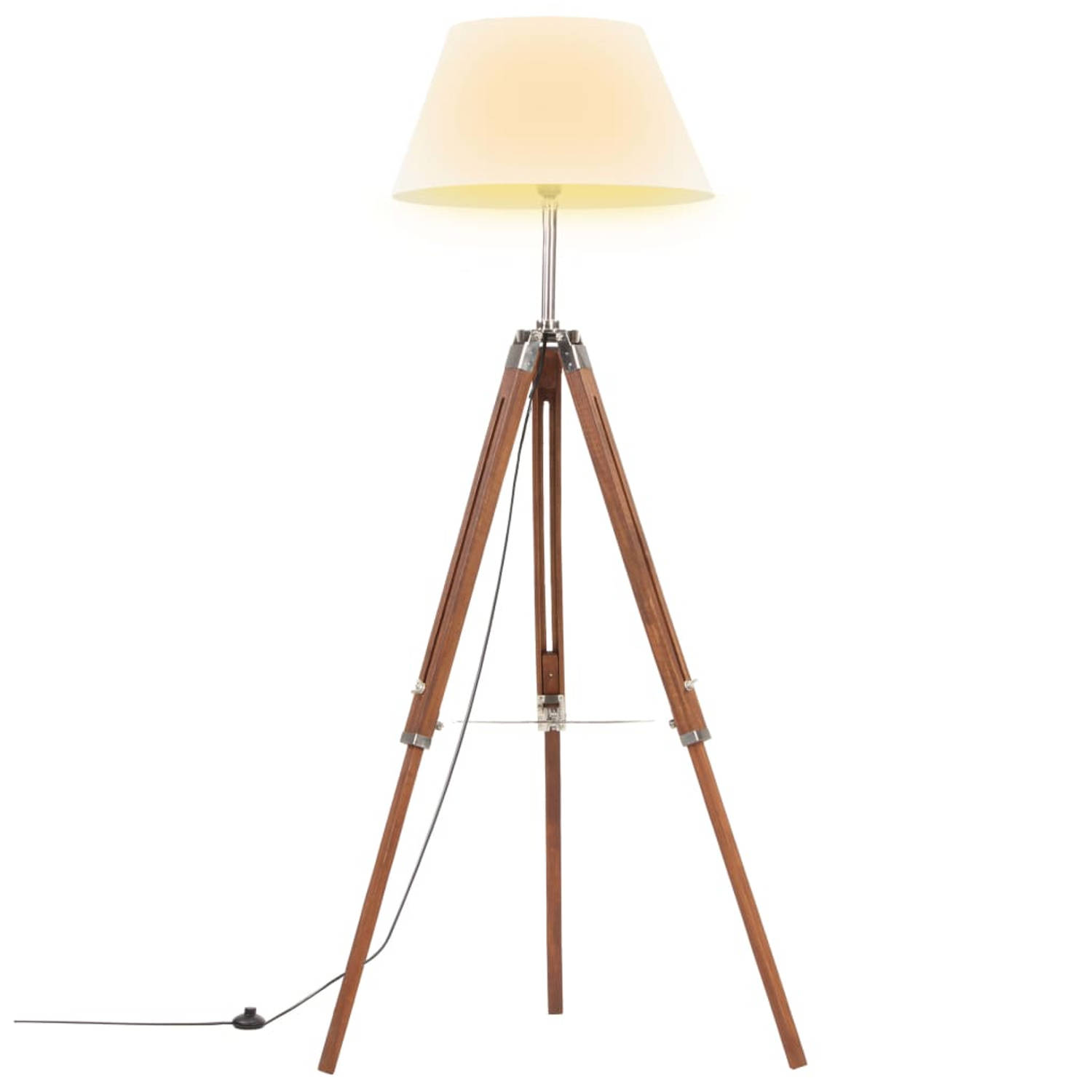 The Living Store Retro Vloerlamp Houten Lamp Vintage Design 64x59x(100-141) cm E27 Fitting Max 25W -
