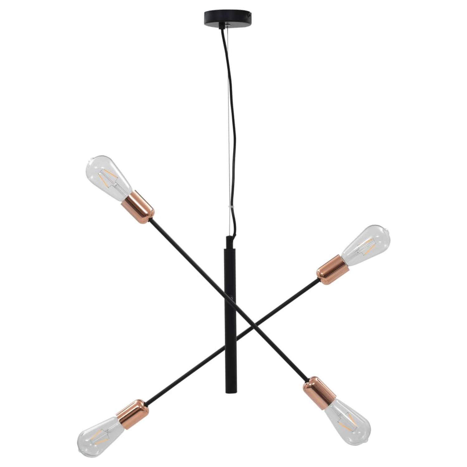 The Living Store Plafondlamp - Zwart en koperkleurig - Metaal - 60 x 28 x 100 cm - Warmwit licht - Maximaal 2W - E27