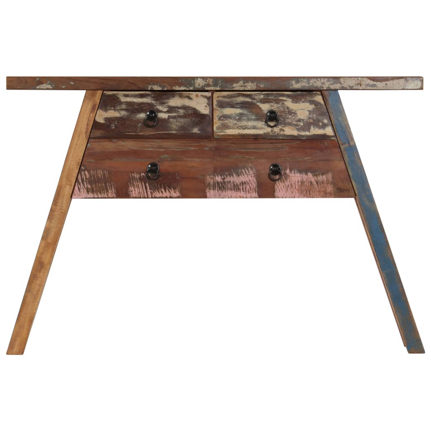 The Living Store Houten Wandtafel - Antieke stijl - Gerecycled hout - 110 x 30 x 75 cm